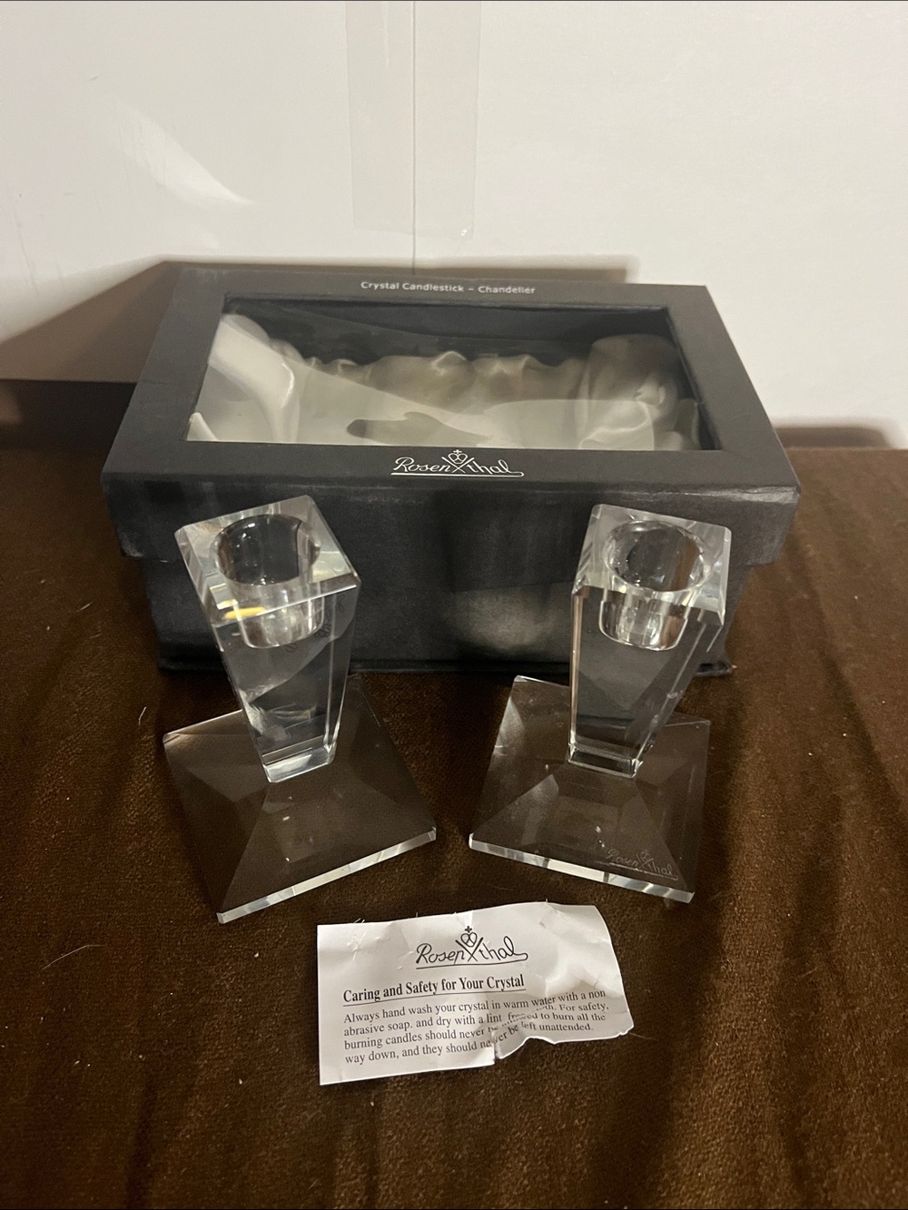 Crystal candle sticks matching set heavy